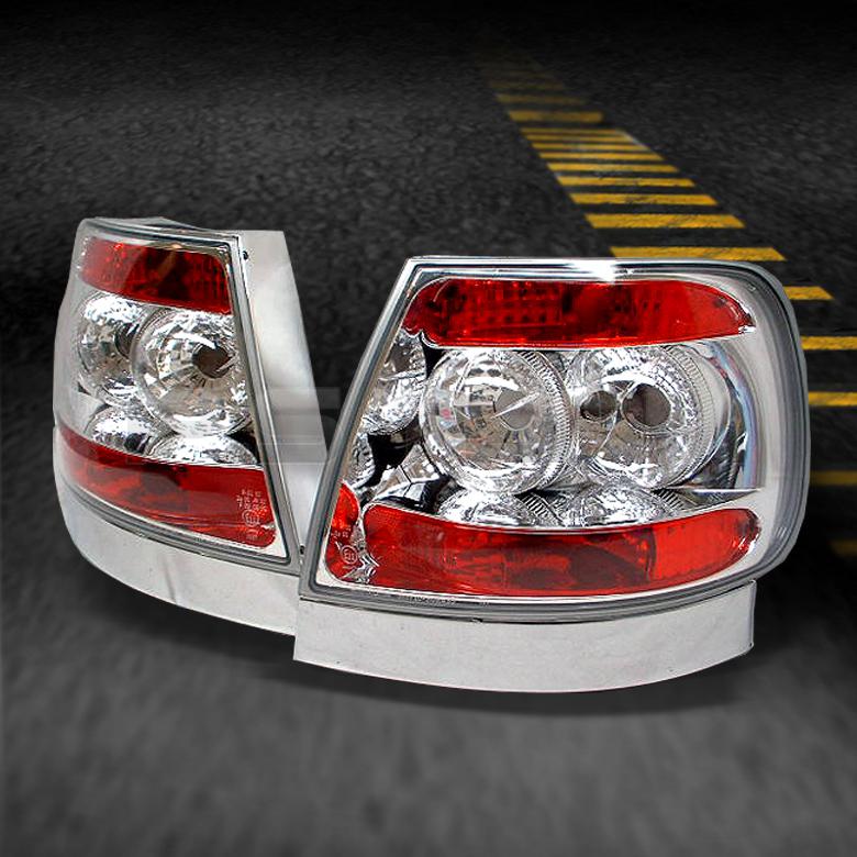 96-01 audi a4 s4 sedan chrome clear tail brake lights lamps pair left+right