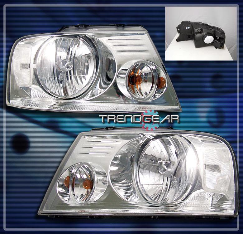 04-08 ford f-150 pickup truck crystal headlight lamp chrome 05 06 07 fx2 fx4 stx