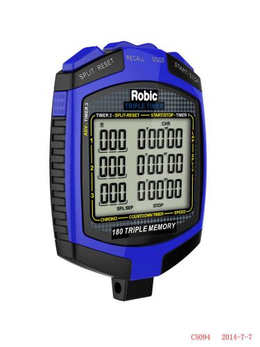 Robic watches 180 lap memory digital triple timer stopwatch p/n 68899