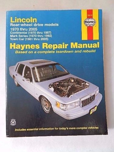 Haynes lincoln repair manual #59010-rwd models 1970-2005