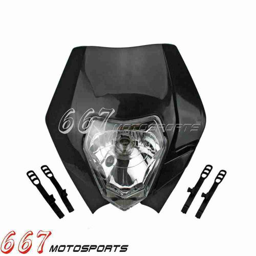 Black universal street fighter dirt bike headlight head lamp fairing for ktm bmw