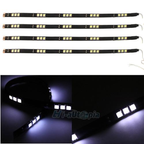 4pcs waterproof 30cm / 15 led car motors truck flexible strip light white 