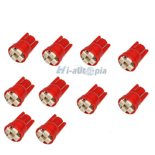 New 10 x t10 1210 smd 4 led wedge indicator car light bulbs 194 168 w5w 12v red