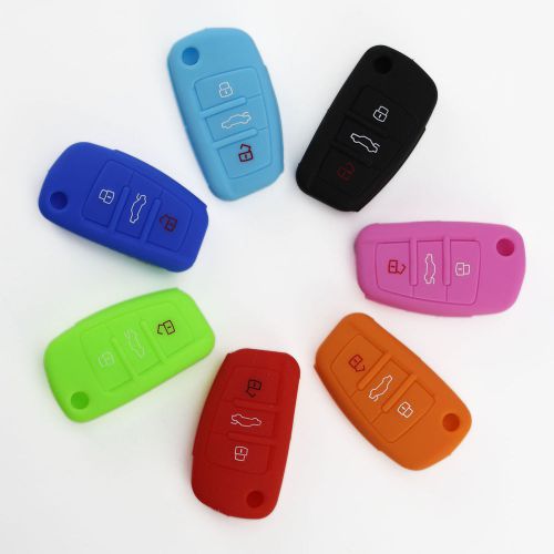 Key case cover for 3 button holder shell  car silicone remote key audi flip