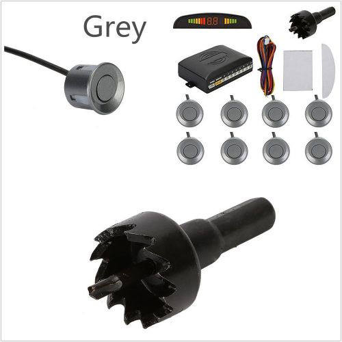 8 pcs grey shell probe autos radar sensor parking reverse backup alerting system