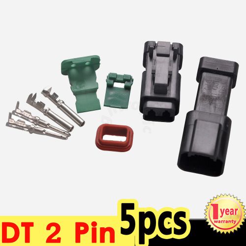 5 set deutsch dt 2 pin black connector kit 18-16 ga contacts adapters 200w below