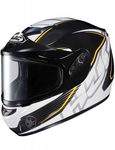 Hjc cs-r2 injector snow helmet w/dual lens shield yellow/white/black