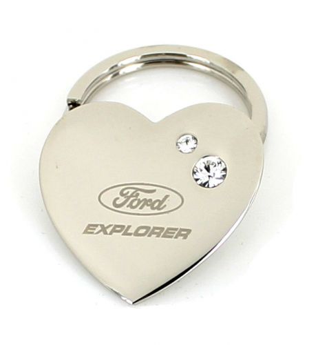 Ford explorer heart keychain w/ 2 swarovski crystals