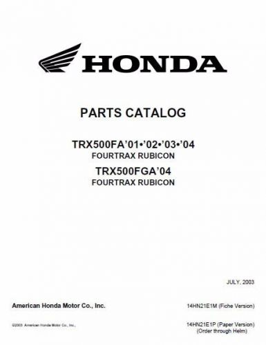 Honda workshop parts catalog for trx500fa rubicon 2001-2003 pdf format