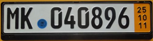 German license plate with seal + black frame volkswagen volvo saab audi mercedes