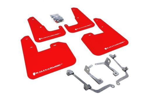 Rally armor mf15-ur red mud flaps w/ white logo for 08-2014 sti / 11-14 wrx