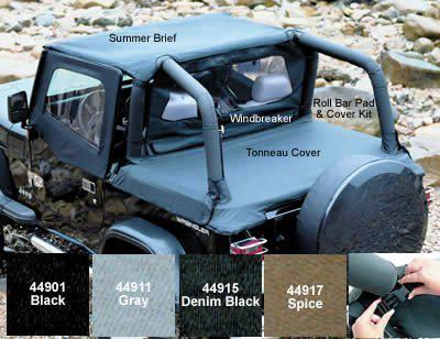 Rampage tonneau cover black denim for jeep yj 92-95 with factory soft top