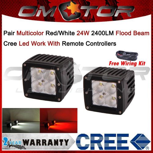 Multicolor white&amp;red beam 24w remote control cree flood led work light batteryem