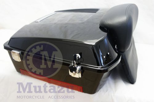 Mutazu black chopped tour pak trunk with backrest for harley touring flht fltr