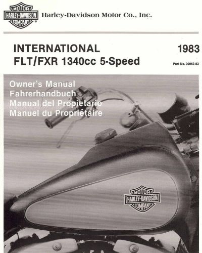 1983 harley-davidson flht-flt 80-fxr-fxrs international owners manual-new sealed