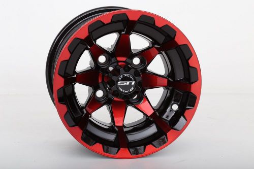 Set of (4) 10&#034; sti hd6 red aluminum golf cart car rim wheels