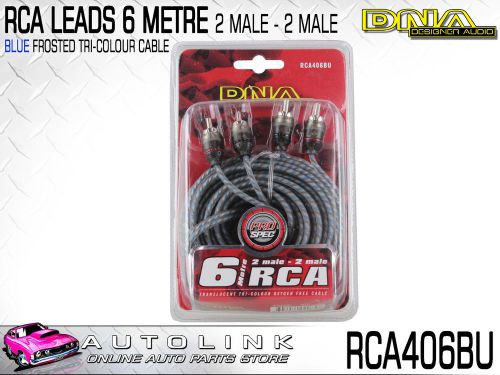 Dna 2 male rca to 2 male rca pro spec cable - blue 6 metres ( rca406bu )