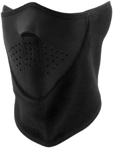 New zan headgear fleece neck 3 panel adult neoprene half-mask, black, one size