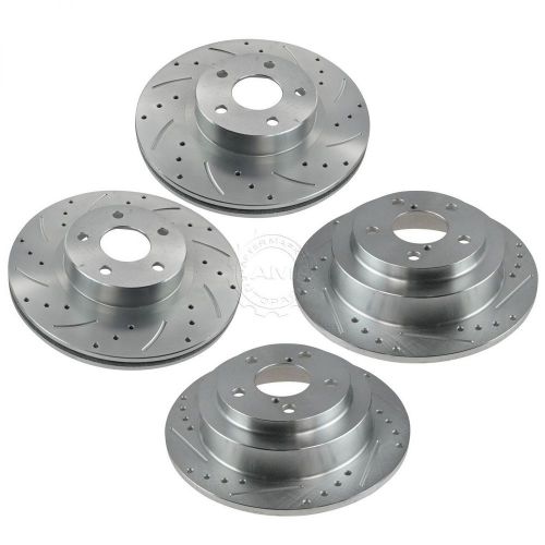 Performance drilled slotted zinc coated rotor front &amp; rear set of 4 for subaru