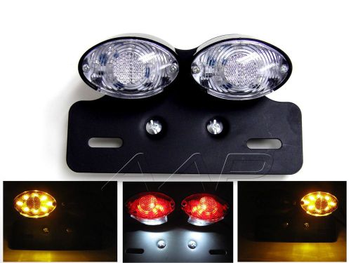 Clear motorcycle cat eye led brake taillight w/ indicator turn signals **