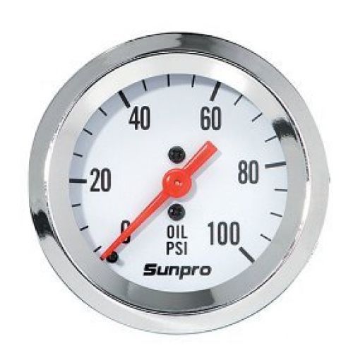 Sunpro cp8206 styleline mechanical oil pressure gauge - white dial