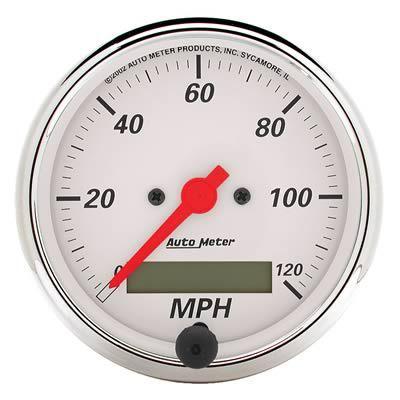 Autometer arctic white speedometer 0-120 mph 3 1/8" dia electrical 1388