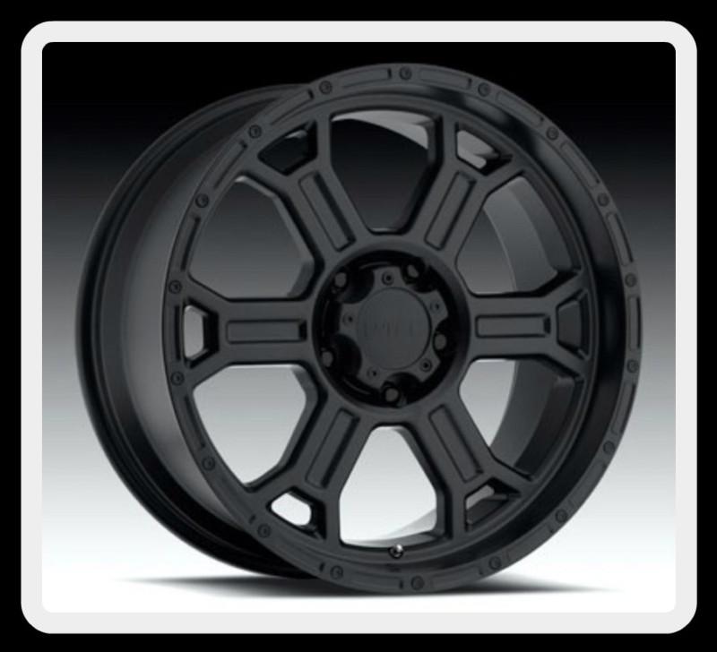 18" x 9.5" v-tec 372 raptor 18 inch black chevy dodge gmc 8 lug wheels rims 