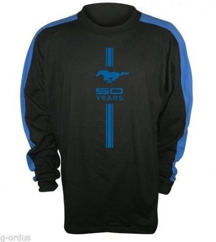 Ford mustang 50th anniversary long sleeveshirt in black &amp; blue size xxl!