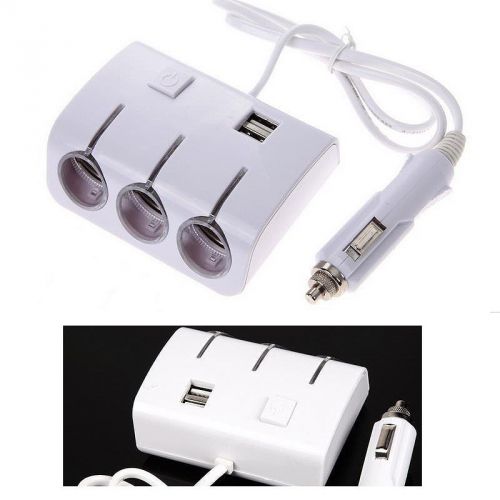 Car cigarette lighter socket 3 splitter dc power charger adapter 2 usb port 3a