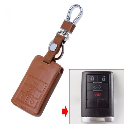 1pcs leather car remote key fob holder case cover for cadillac cts xlr sls ats