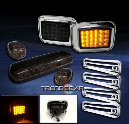 03-09 hummer h2 led corner+cab roof running+side marker cover lights smoke lens