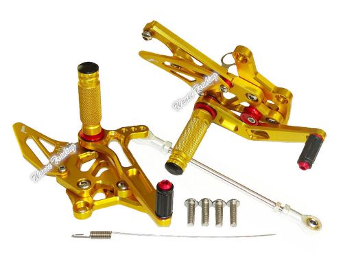 Cnc adjustable rearsets rear set foot pegs gold fit 2014-2016 yamaha yzf r25 r3