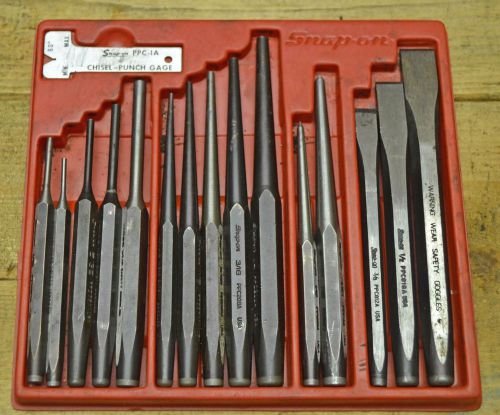 Snap on punch and chisel set, 15 piece, with punch and chisel gauge