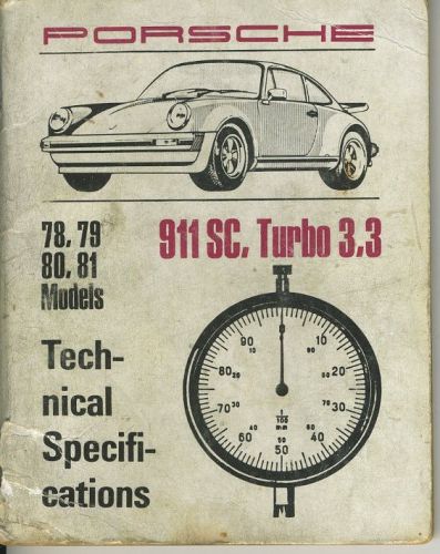 1978 - 1981 porsche model 911 sc turbo 3,3 technical specification booklet