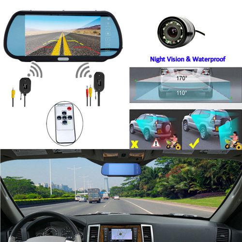 7&#034; tft lcd monitor mirror car reverse rear view camera backup 28mm night vision