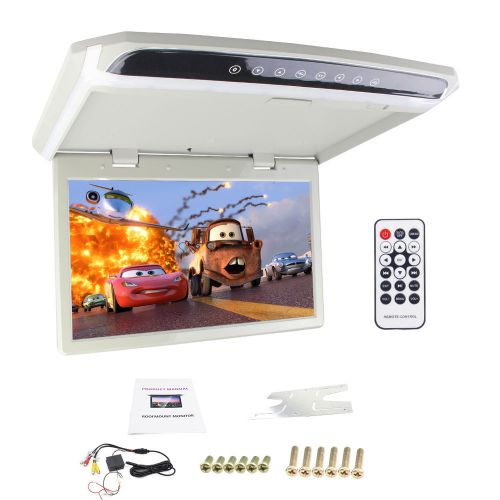 15.6&#034; led car flip down overhead roof mount monitor 1080p hdmi sd usb fm player