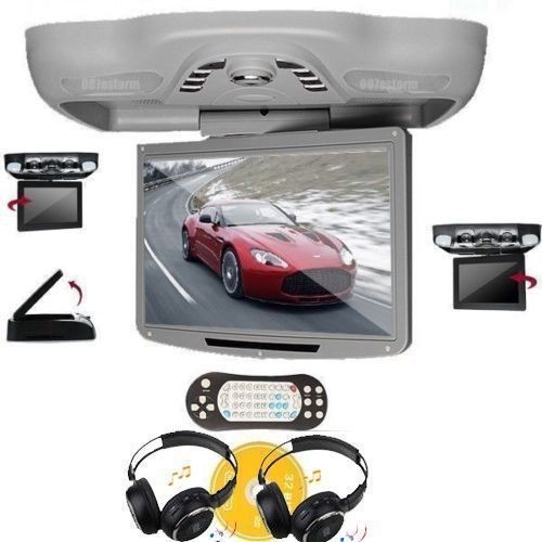 Car 12.1&#034; flip down roof ceiling monitor screen dvd player tv fm usb+2headphones