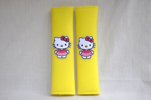 Hello kitty yellow plush seat belt cover shoulder pad cushion pair