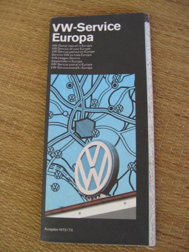 1972/73 vw volkswagen service map europe address list booklet european