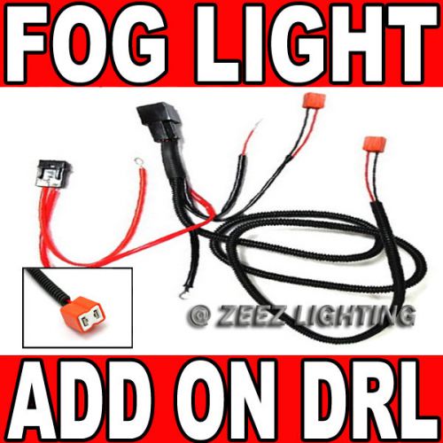 H7 relay harness wire kit led hid drl lamp add-on daytime running fog light #04