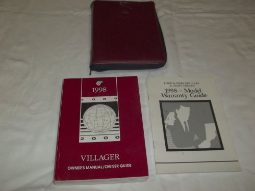 1998 mercury villager owner&#039;s manual 3/pc.set &amp; maroon mercury zippered case,,