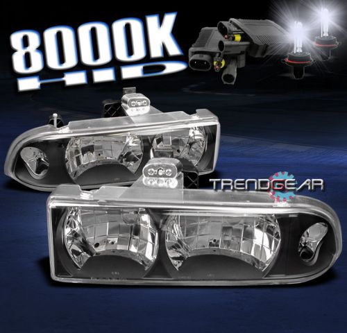 1998-2004 chevy s10/blazer black crystal headlight+hid 1999 2000 2001 2002 2003