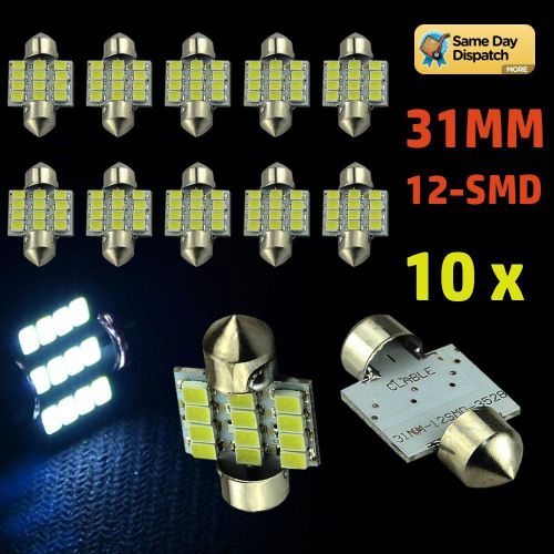 10 cool white festoon 31mm 12 smd led car dome light lamp bulbs 3021 6428 de3175