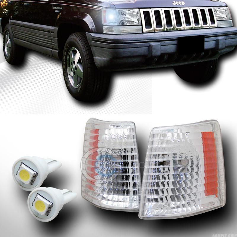 Clear parking corner lights amber k2+1 smd led bulbs 93-98 jeep grand cherokee