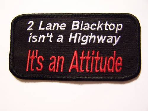 #0636 m motorcycle vest patch 2 lane blacktop isn&#039;t a