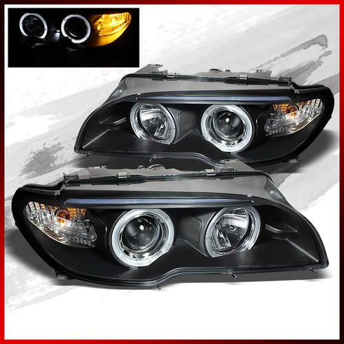 04-05 e46 3-series 2dr, 04-06 m3 black halo projector headlights w/amber signals