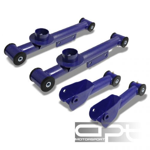 4-pc powder-coated rear upper+lower control arms camber 79-04 ford mustang blue