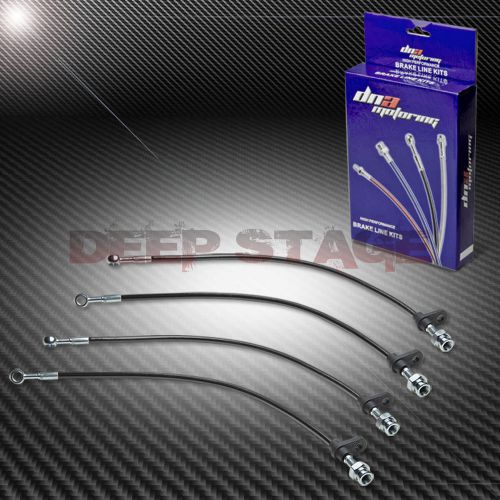 Stainless braided hose racing brake line acura tsx cu2/tl/rsx dc5/accord black