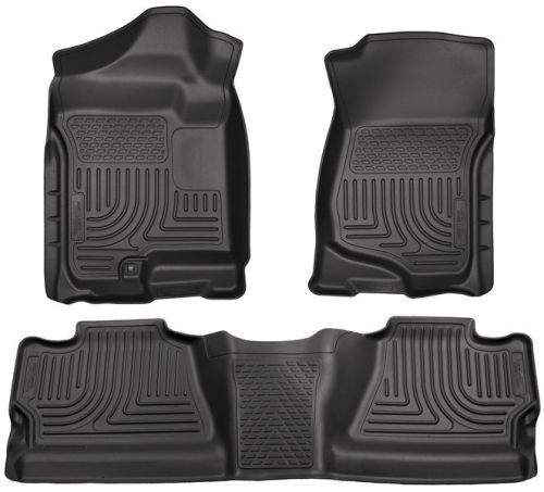 Husky black floor liners front &amp; rear 07-14 chevy silverado/gmc sierra crew cab