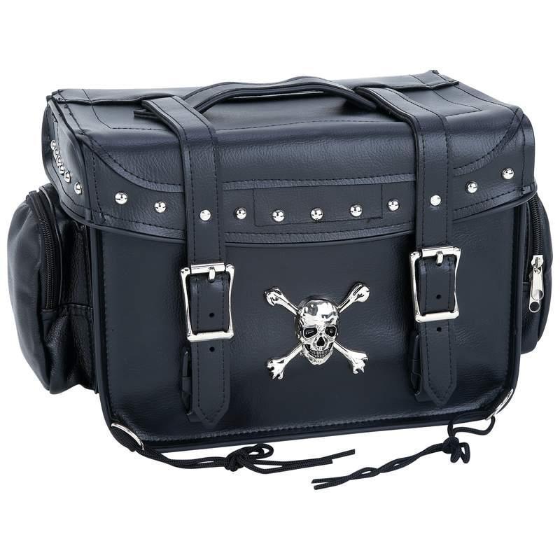 Diamond plate&trade; motorcycle trunk/cooler bag with skull medallion